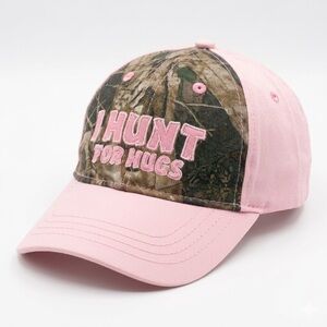Outdoor Toddler Pink/ Camo “I Hunt For Hugs” Cap Hat Infant Elastic Strap